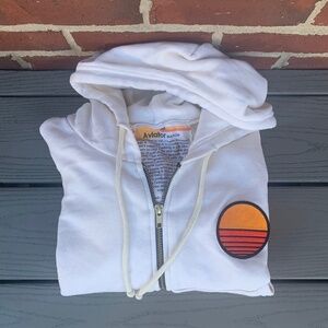 Aviator Nation Sunset Patch Relaxed Cropped Zip Hoodie